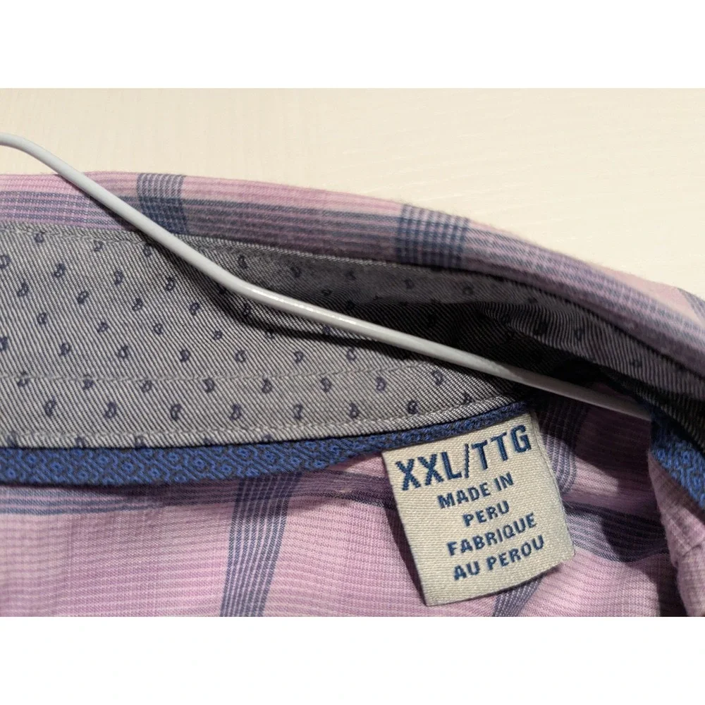 Tommy Bahama‎ Shirt Mens 2XL Purple Blue Check IslandZone Button Up Long Sleeve